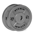 Titan Fitnes Cast Iron Olympic Plates, Classic Weight Plate Design, Hammer Finish - size: 25 LB Pair