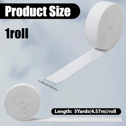 GORGECRAFT 5Yds*30mm Non-Slip Elastic Ribbon Wave Silicone Elastic Gripper Band Stretch Rubbers Stretch Belt Webbing Roll Spool for DIY Garment Sewing Crafts Sports Shorts Accessories, White - color: White