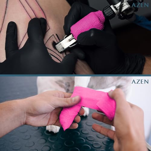 AZEN 16 Pack Self Adhesive Bandage Wrap Pink, 2" X 5 Yards Elastic Cohesive Bandage Wrap, Athletic Tape, Vet Wrap, Ankle Tape, Tattoo Grip Tape Wrap (Pink) - color: Pink, size: 2 Inch