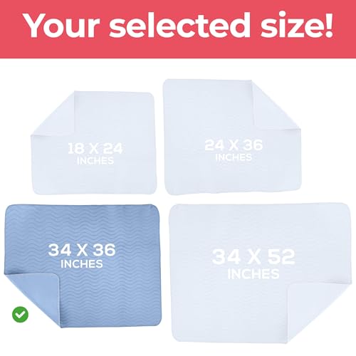 Utopia Bedding Washable Underpads 34" x 36" (Pack of 6), Waterproof Reusable Heavy Absorbency Incontinence Bed Pads for Adults, Kids, Elderly and Pets, Bedwetting Pads for Sofa and Couch (Blue) - color: Blue, size: 34x36 Inch (Pack of 6)