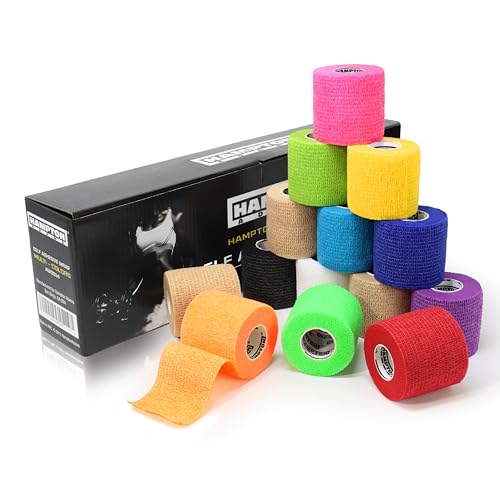 Hampton Adams | As Seen on Shark Tank | Self Adhesive Bandage Wrap (14-Pack) | 15ft | Pet Safe | Breathable Athletic Elastic Cohesive Bandage for Sports Injury Ankle Knee Wrist sprains (Rainbow Mix) - color: Rainbow Mix