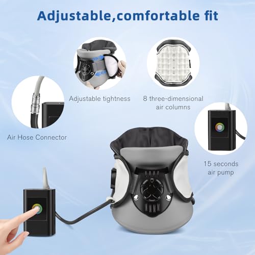 Neck Traction Device - Adjustable Inflatable Neck Stretcher,Lightweight Neck Support Brace for Cervical Spine Decompression,Pain Relief Neck Decompression Tension Relief