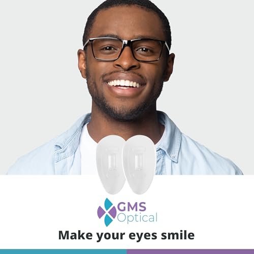GMS Optical Push in Silicone Nose Pads for Glasses | 15mm Medium, 8.2mm Wide Width | Non Slip Nose Grips, Eyeglass Accessories for Glasses & Sunglasses, Provides Comfort & Stability (10 Pairs, Clear) - size: (M)15mm - 10 Pairs