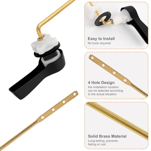 Hibbent Universal Metal Front Mount Toilet Handle Replacement Kit | Matte Black Solid Brass Toilet Flush Tank Lever, Stainless Steel Flapper Chains for Most Toilet Tanks - color: Matte Black, style: Upgraded Front Mount