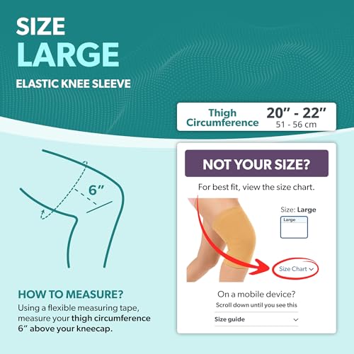 BraceAbility Elastic Slip-on Knee Sleeve | Flexible Fabric Knee Pain Compression Bandage for Stretchy, Lightweight & Comfortable Support - size: Large