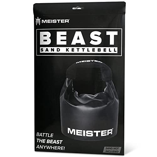 Meister BEAST Portable Sand Kettlebell - Soft Sandbag Weight - 35lb / 15.9kg - Black | Soft-sided kettlebell w/ oversized neoprene handle for swings, squats, presses, pulls and more. Ideal for home and travel