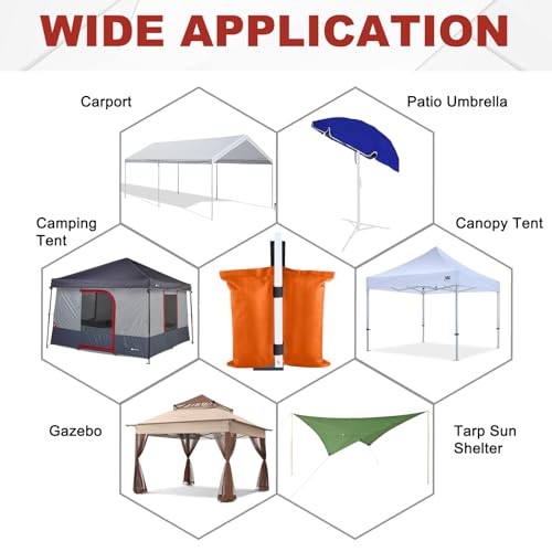 ABCCANOPY Canopy Weights 120 LBS Tent Sand Bags,4-Pack Orange(No Sand) - color: Orange, size: 120 LBS