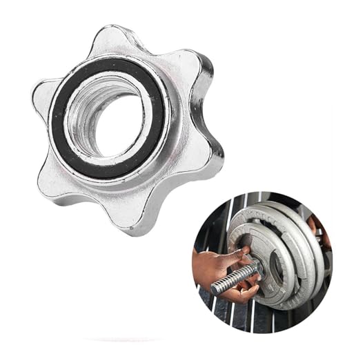 SagaSave 25mm 2Pcs Dumbbell Hex Nut, Dumbbell Barbell Spin-Lock Collars Screw Clamps, 1 Inch Standard Barbell Screw Collar for Dumbell Weight Lifting Fitness Training