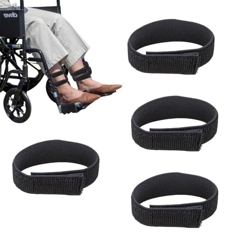 2 Pair Wheelchair Leg Straps,Wheelchair Foot Rest Straps Wheelchair Leg Support Harness Restraint Restraint Footrest for Wheelchair Elderly Patient(Black)