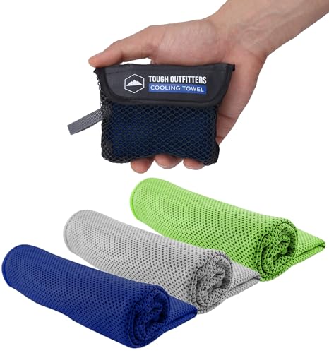 Tough Outdoors Cooling Towels for Neck Face - Neck Cooling Towel for Hot Weather Yoga Sports Golf Sweat - Instant Cold Towel - 3 Pack - color: Royal Blue/ Dark Gray/Green, size: 3 Pack