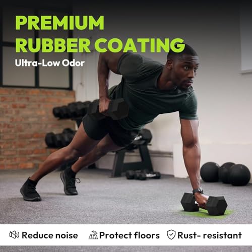 HANDBODE Hex Dumbbell Set of 2, Rubber Encased Fixed Dumbbells, 2.5-65 lb | Non-Slip Comfortable Handles, Hand Weights for Strength Training, Ideal for Home Gym Workouts - size: 6 lb, Pair, style: Chrome Handle
