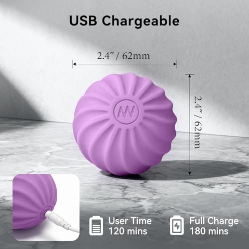 2.4" Mini Electric Vibrating Massage Ball, 10-Speed Fitness Yoga Massage Roller for Palm, Hand, Foot, Leg, Neck, Back, Multi-Directional Massage Ball (Lavender) - color: Lavender