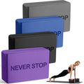 RoundFunny 4 Pack Yoga Blocks Non Slip Pilates Brick Foam Blocks Pilates Dance Gymnastics Workout Fitness Props Tool for Stretching Meditation and Exercise - color: Black, Gray, Purple, Dark Blue