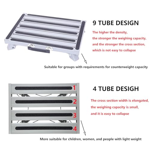 Homeon Wheels RV Step Stool, Adjustable Height Aluminum Folding Platform Step Ladder with Non-Slip Rubber Feet, Heavy Duty RV Steps for Trailer, Truck, Outdoor Use - color: Gray