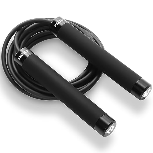 FEECCO 1/2 lb Weighted Jump Rope for Boxing, Cardio, Crossfit Workout, 8~11ft Range Adjustable Length Steel Ropes with Ball Bearings and Metal Handles, Suitable for Men and Women - color: 10' TPU Rope for 5'10"~6'3"