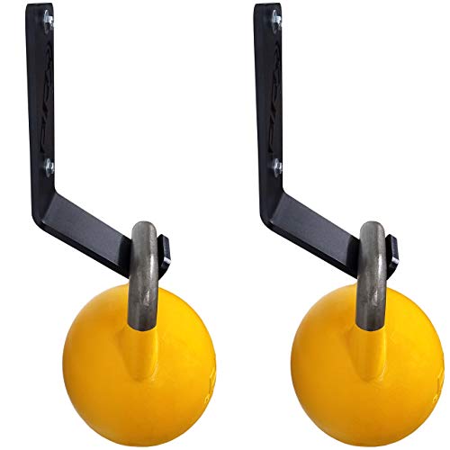 PRx Performance USA MADE Kettlebell Storage Holders, Wall Mounted Kettle Bell Holder Hanger, Space Saving Home or Commercial Gym Accessory, Thick Steel with Black Powder Coating - color: 2 Storages
