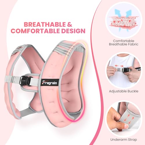 Fragraim Weighted Vest for Women Men - 8lb/10lb/12lb/16lb/22lb/25lb/30lb Weight Vest with Reflective Stripe, Detachable Phone Pouch, Ideal for Walking, Strength Training, Running, Workout, Cardio - color: Pink, size: 8 lb