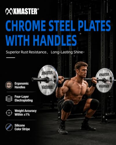 XMASTER FITNESS Hand Grip Chrome Steel Plates - size: 45LB