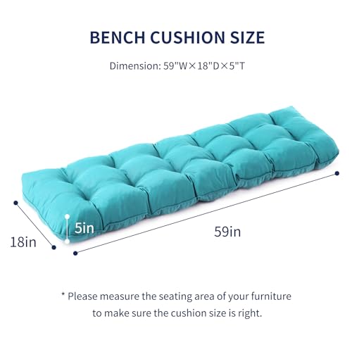 IPYNBAP Outdoor Bench Cushion, 59x18x5 Inch, Water-Resistant Bench Cushion for Outdoor/Indoor Furniture, Patio Bench Seat Cushion, Fade Resistant Outdoor Cushions for Porch Swing Couch, Teal Blue - color: Teal Blue, size: 59x18x5 Inch