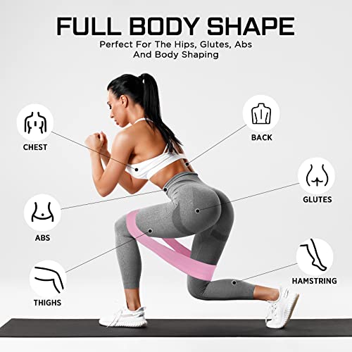 24 Pcs Fabric Resistance Bands for Working Out Strength Exercise Bands for Women Men Resistance Loop for Legs and Butt, Yoga, Pilates, Rehab, Fitness and Home - color: Pink, style: Medium Resistance