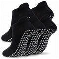 5 Pairs Pilates Socks with Grips for Women Non Slip Grip Yoga Crew Socks for Barre Hospital Barefoot - color: B - 5 Pairs Black