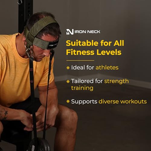 Iron Neck , Versatile Neck Exerciser, Strengthener and Trainer with Adjustable Head and Chin Strap, Portable Head Harness for Weight Lifting, Home and Gym Use - color: Olive Green - Classic Harness