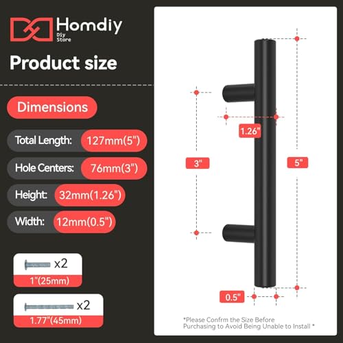 homdiy Black Cabinet Handles 15Pack 3inch Hole Center Kitchen Drawer Pulls and Knobs Stainless Steel Cabinet Hardware for Bathroom, Cupboard - color: Black, size: 3in hole centers