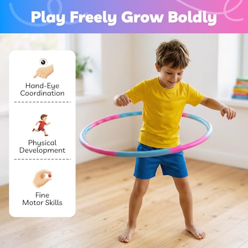 Liberry Kids Exercise Hoop, Detachable Fitness Rings for Workout, Adjustable Plastic Hoop for Home, Gym, Dance, Sport Toy Gift in Blue, Pink - size: 2 pack-12 pieces