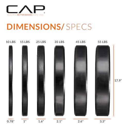 CAP 2-inch Olympic Bumper Plate Weight Set | 100-370 lbs | Multiple Colors | Storage Rack Optional - size: 160 lb - Set, style: ECONOMY