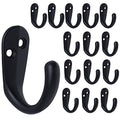 IBosins 15PCS Coat Hooks Wall Mounted Single Prong Robe Hook for Hanging Towel Hooks with 30 Screws for Bags, Hat, Cap, Scarf, Cup (Black) - color: Black