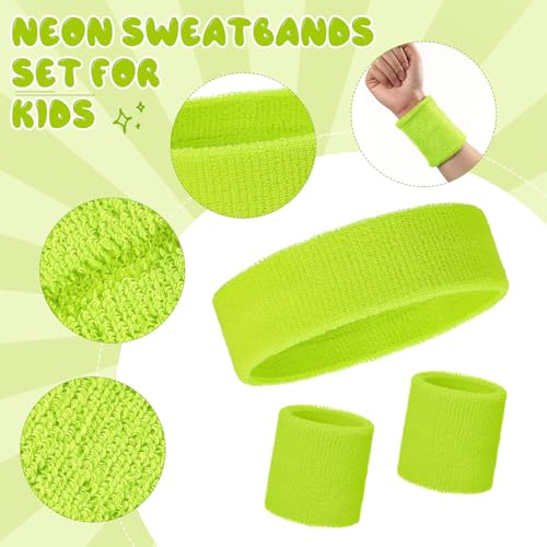 Bememo 36 Pcs Neon Sweatbands Set Soccer Party Favors Cotton Headbands Wristband Sweat Bands Soccer Mom Essentials for Football Fans Sporting Events 80 90s Glow Party - color: Multicolor, size: Small