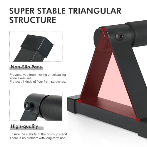 Wood push up bars Parallettes bars Anti-slip Handstand Bars for Calisthenics, Fitness, Floor workouts Solid Wood with Sturdy Metal Bracket, Support 500 lbs - color: Black 2
