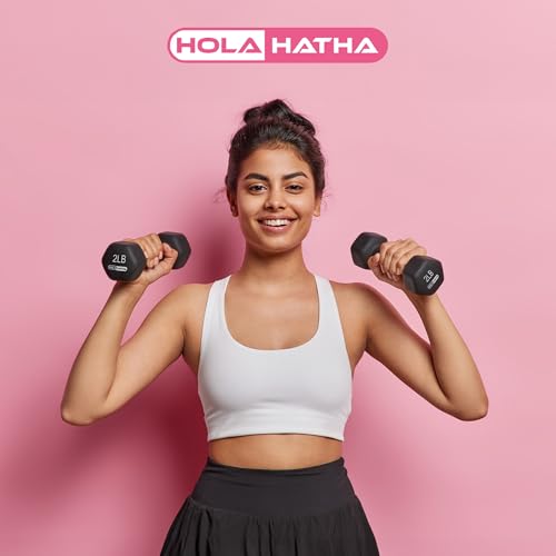 HolaHatha 1, 2 and 3 lb Neoprene Dumbbell Strength Training Weight Set with Rack - color: Blues, size: 12 LB