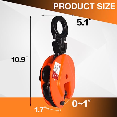 YATOINTO Plate Lifting Clamps, 2200lbs Plate Clamp, 1T Vertical Lifting Clamps, Jaw Opening up to 0.6 inch Welding clamps, for Lifting and Building