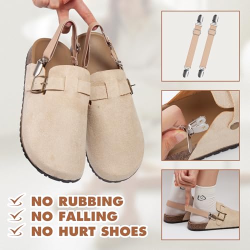 5 Pairs Adjustable Elastic Shoe Straps, Pant Stirrups Clips & Boot Clips, Removable Anti-Loose Heel Ankle Belts for Sandals, Mules, Clogs, Suede & Cork Platform Slippers