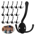 Homanu 14 Pack Coat Hooks Heavy Duty, Metal Three Prongs Large Coat Hooks Wall Mounted with 28 Screws, No Rust Black Rustic Wall Hooks for Hanging Towel, Coat, Scarf, Bag, Hat, Cup, Key - color: 14 Pcs Black