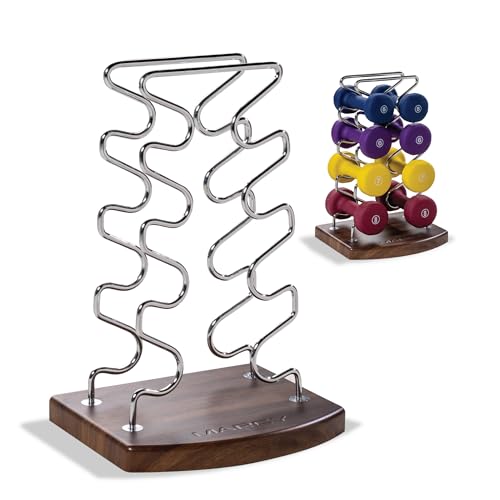Marcy Strength Training Dumbbell Rack, Wire Frame Minimalist Dumbbell Storage - color: Brown - 4 Tier