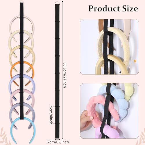 3 PCS Headband Holder Organizer for Girl,Hanging Hairband Storage for Women,Black Hair Hoop Display Hair Accessories Organizer Bedroom College Dorm Decor - color: Black-3pcs