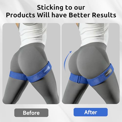 MANUEKLEAR Non-Slip Blood Flow Restriction Bands for Thighs, BFR Booty Bands for Women Glutes Leg, Adjustable Occlusion Thigh Bands for Workout Leg & Hip - color: Blue