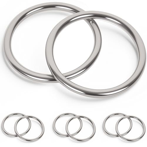 1.97 inch Metal O Rings,Stainless Steel Round Ring Buckles 3/16" Wire Diameter,metal rings for crafts,Solid Welded Loop(8, ID3/16*D1.97(50mm)) - size: ID3/16"*D1.97"(50mm)