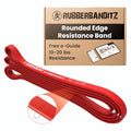 Rubberbanditz Rounded Edge Resistance Band | Compact and Light Weight Exercise Bands | Suitable for All Fitness Levels Users| Travel Friendly Resistance Bands for Working Out - color: Red