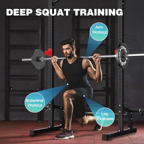Power Cage Height Adjustable Squat Rack Home Gym Power Tower Multi-Function Pull Up Station Strength Training Squat Stand Barbell Rack - style: Power Cage + 10LB*2