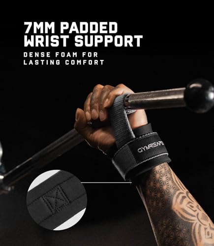 Gymreapers Weight Lifting Straps With Dowel - Wrist Straps for Weightlifting - Workout Deadlift Wrist Weights - Reinforced Stitching & Padded Fit Gym Accessories for Strength & Gym Hand Grip - color: Gray