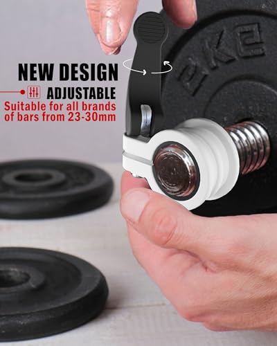 Mini Barbell Clips 1 inch I Multi-Size Adjustable Barbell Collar I 1 inch Barbell ClampsIQuick Release Weight Clips Pair of Locking for Dumbbell Bar - color: BLACK+WHITE