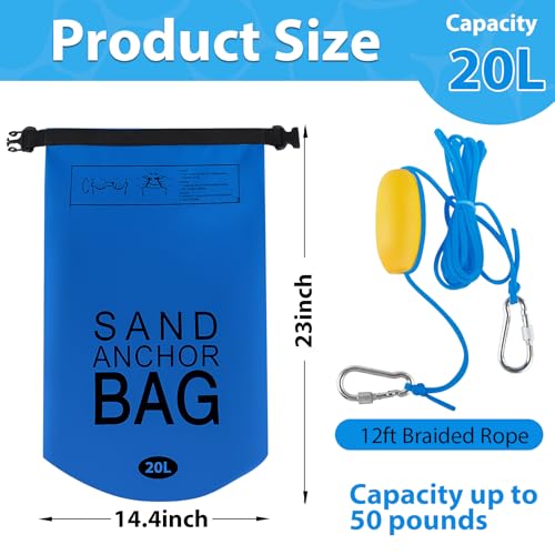 Phoncoo Sand Anchor Bag, 2 in 1 Jet Ski Anchor Kit for Float with Adjustable Buoy, Waterproof Dry Bag for Jetski, Kayak, Boat, Water Sports - color: Dark Blue