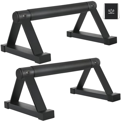 Wood push up bars Parallettes bars Anti-slip Handstand Bars for Calisthenics, Fitness, Floor workouts Solid Wood with Sturdy Metal Bracket, Support 500 lbs - color: Black 2
