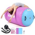 Inflatable Gymnastics Air Barrel Roller with Electric Pump, Heavy Duty PVC Tumbling Barrel Back Handspring Trainer, Air Tumble Track Mat for Home Gym, Cheerleading, Yoga Practice - color: Lavender & Sky Blue, size: 3.3'L x 2'D