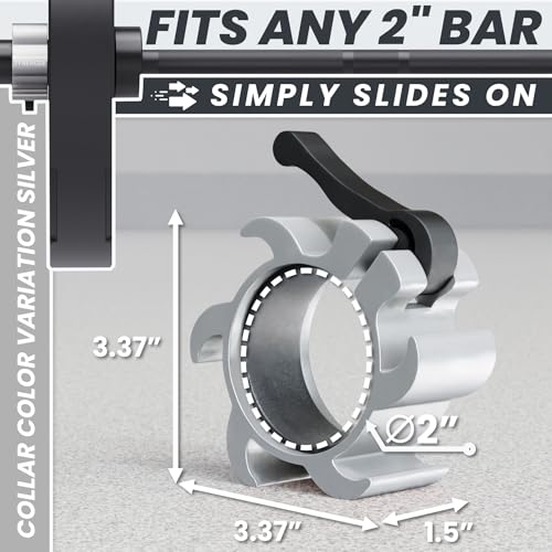 Synergee Aluminum Barbell Collars – 2" Olympic Locking Clamps - color: Silver