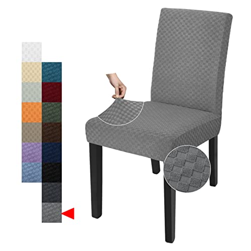 YEMYHOM 2 Packs Latest Checkered Dining Chair Slipcover Parsons Chair Furniture Protector Stretch Chair Covers for Dining Room, Restaurant, Kitchen, Party (Light Gray) - color: Light Gray, size: 2 Packs - Dining Chair