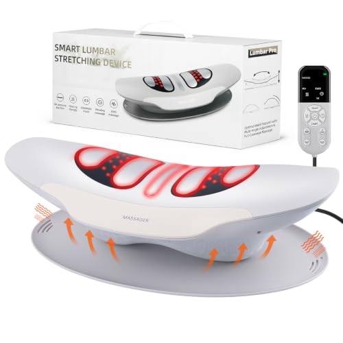 Multifunctional Electric Lumbar Traction Device for Daily Lumbar Comfort, Cordless Battery-Powered Back Traction Device with 3 Modes Dynamic Traction, 3-Level Heating & Manual Adjustment